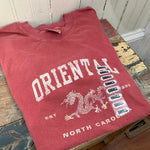 Load image into Gallery viewer, Short Sleeve Tee in Crimson with Vintage Dragon Print
