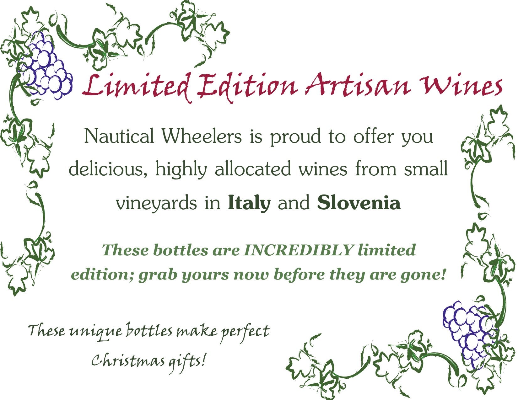 Limited Edition Artisan Wines Return!