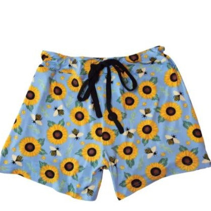 Pajama Shorts in a Sunflower Pattern