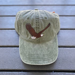 Load image into Gallery viewer, Bald Eagle Embroidered olive green hat.
