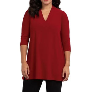 Deep V Top 3/4 Sleeve Red