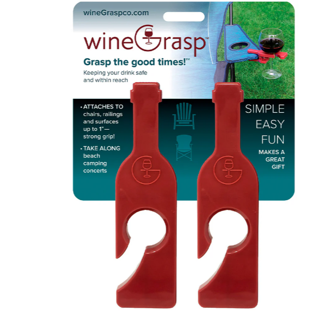 2 Red wine grasps secured to package