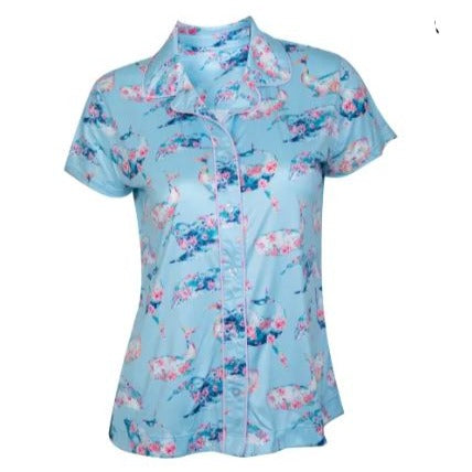 PJ Top in a Floral Whale Pattern