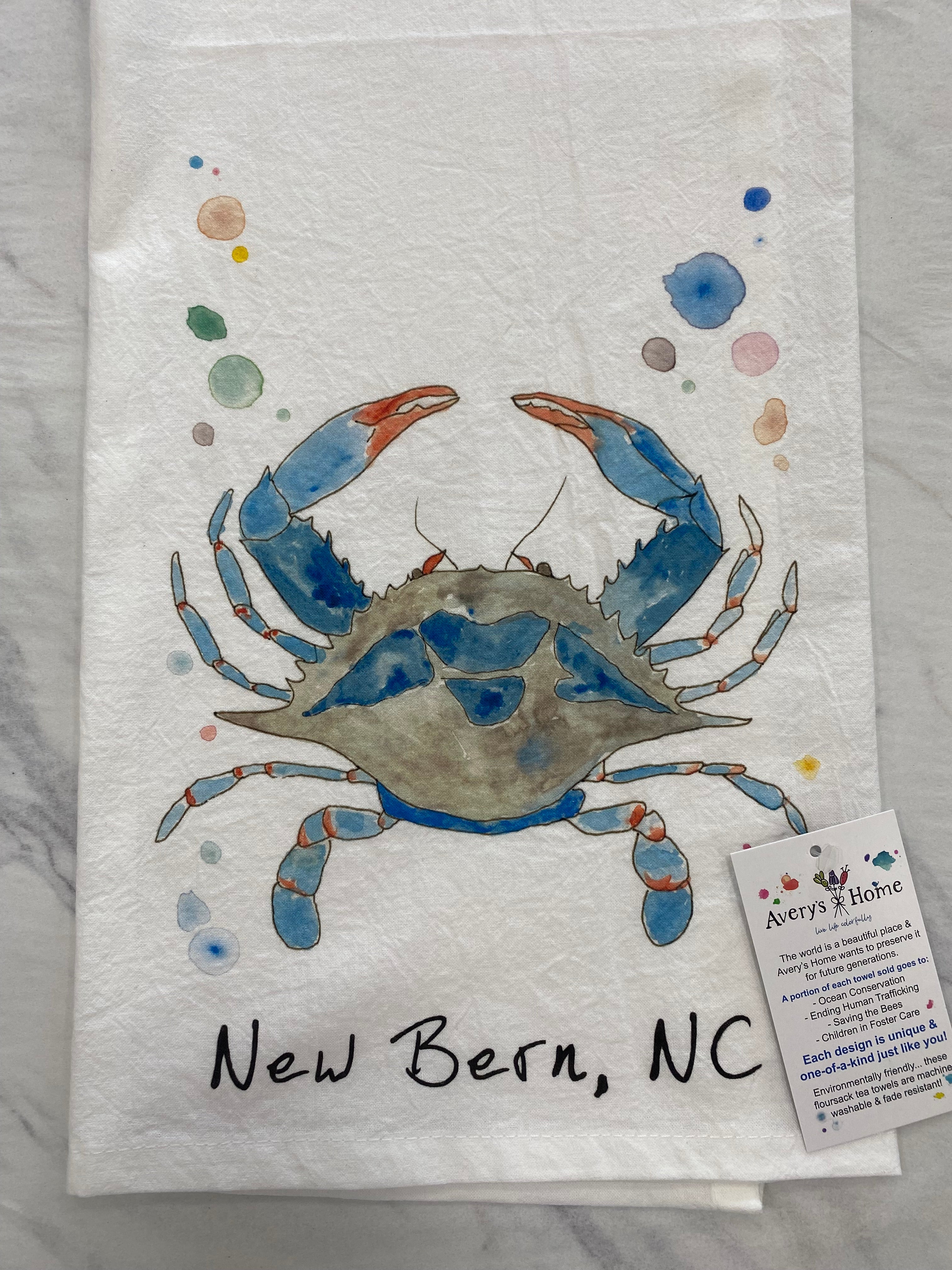 Blue Crab Ocean Tea Towel