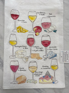 Wine Cheese Pairing Tea Towel