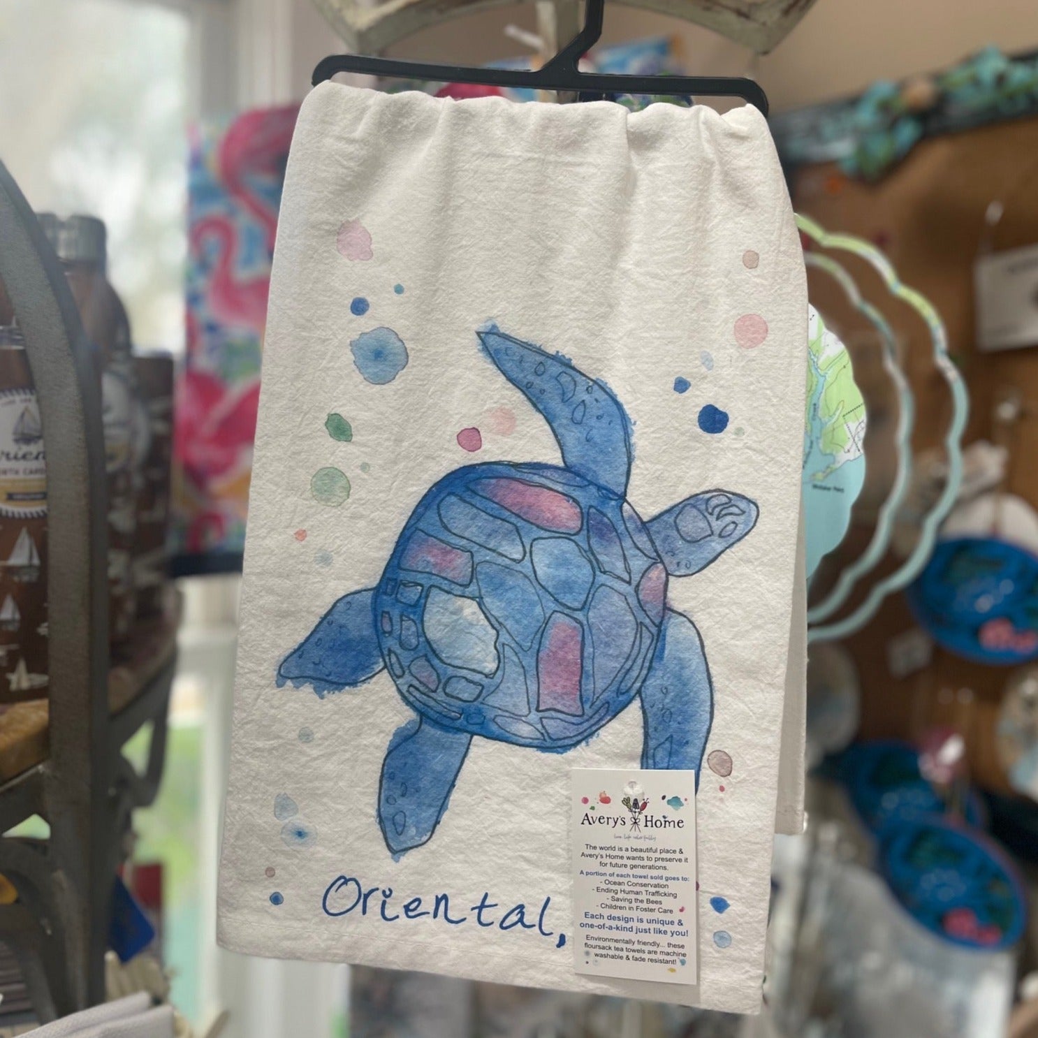Blue Sea Turtle Ocean Oriental Tea Towel