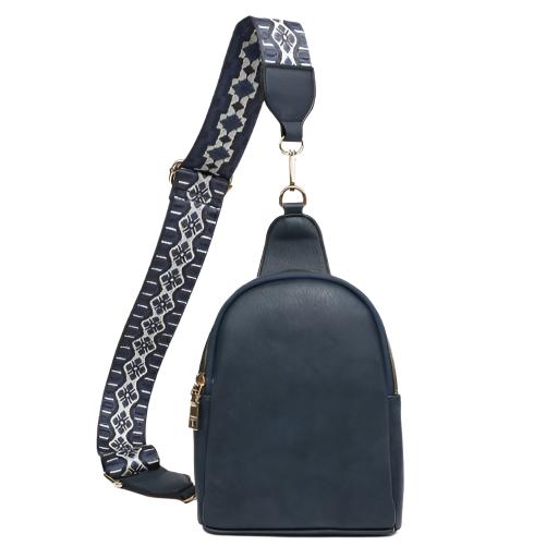 Oval like crossbody with strap, navy