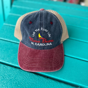 new bear sailboat hat in navy/red/khaki