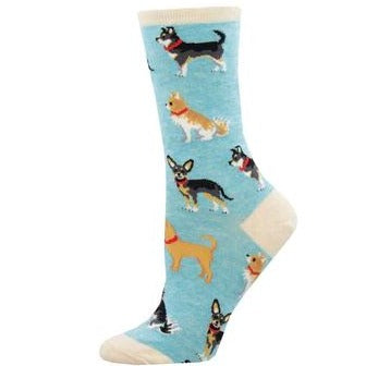 Blue Sock with Dog Design