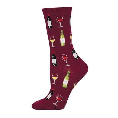 Maroon sock with Wine design