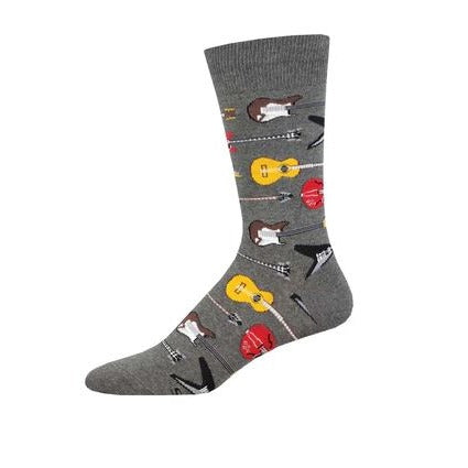 Grey Socks with Guitar print