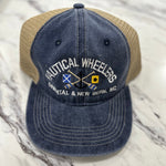 Load image into Gallery viewer, navy and khaki nautical wheelers hat
