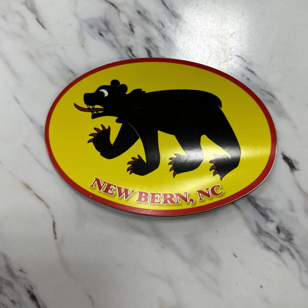 red and yellow new bern bear magnet