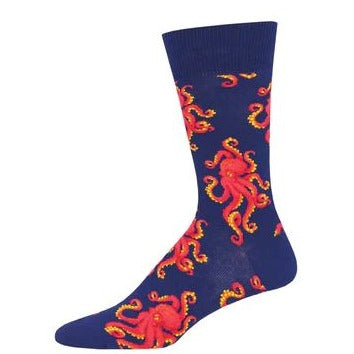 Navy Sock with Red Octopus design