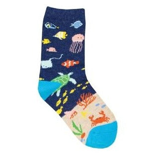 Nacy blue socks with sea creatures